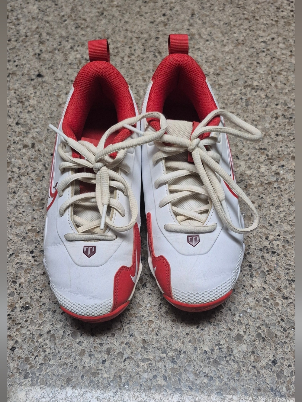​Nike Alpha Huarache 4 1Y Kids Baseball Softball Cleats Red White FB-9731-104